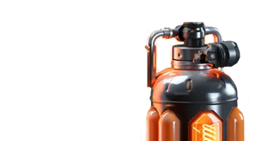 Изображение футуристической канистры с топливом, символизирующее энергию и усиление приветственного бонуса в Казино Вулкан Вегас.