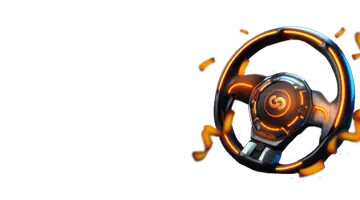 Изображение высокотехнологичного руля, представляющее пятничный бонус в Vulkan Vegas онлайн-казино с динамичной гоночной темой.